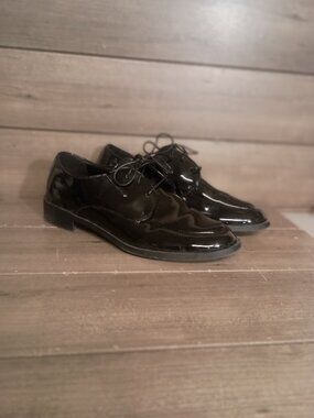 Pronto -Uomo Mens Patent Leather Tuxedo Shoes Black Size 10D Lace Up Shiny